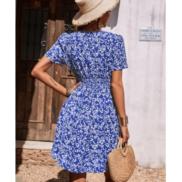 Boho floral print puff sleeve dress - Picture 14 of 16